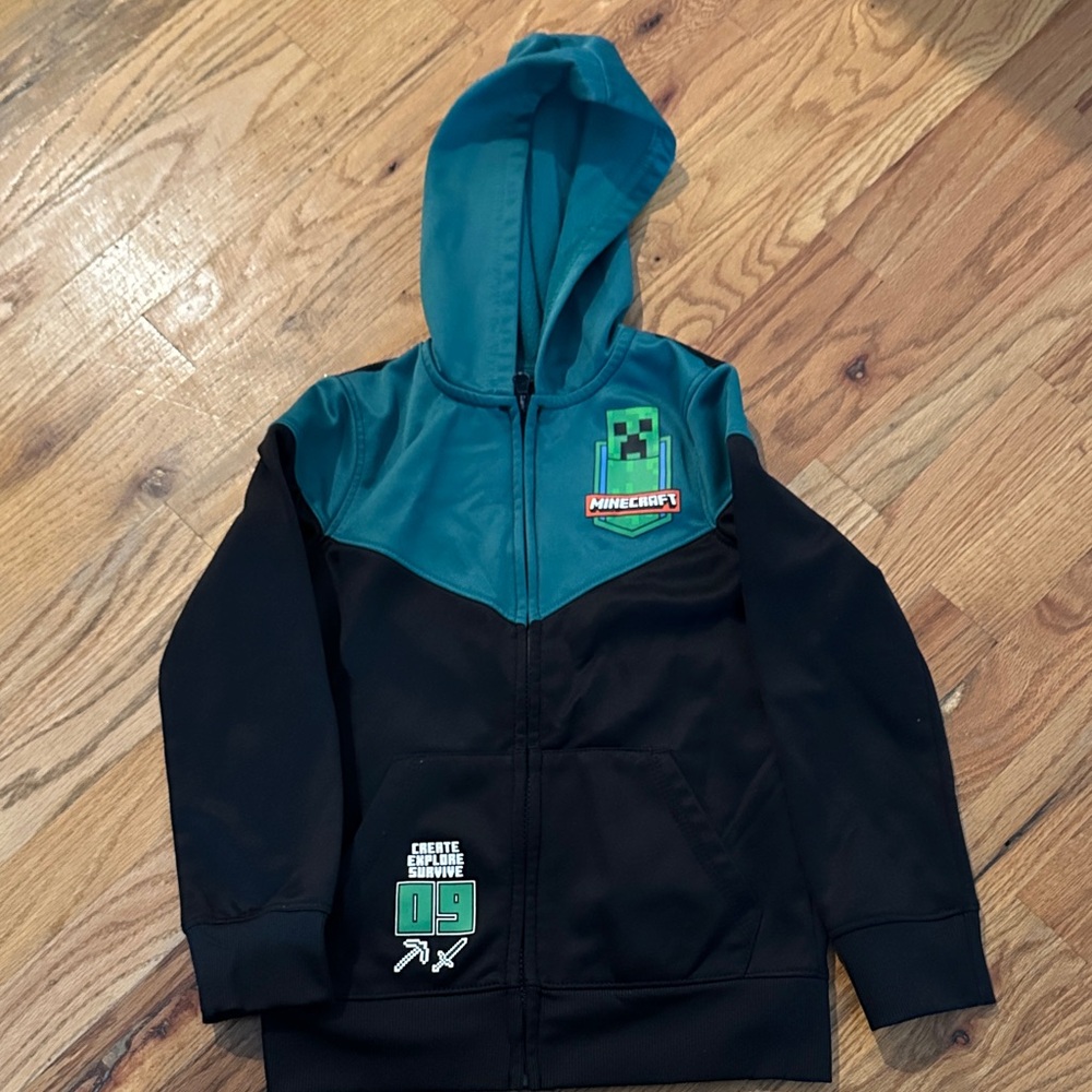 Minecraft Teal and Black Kids Hoodie